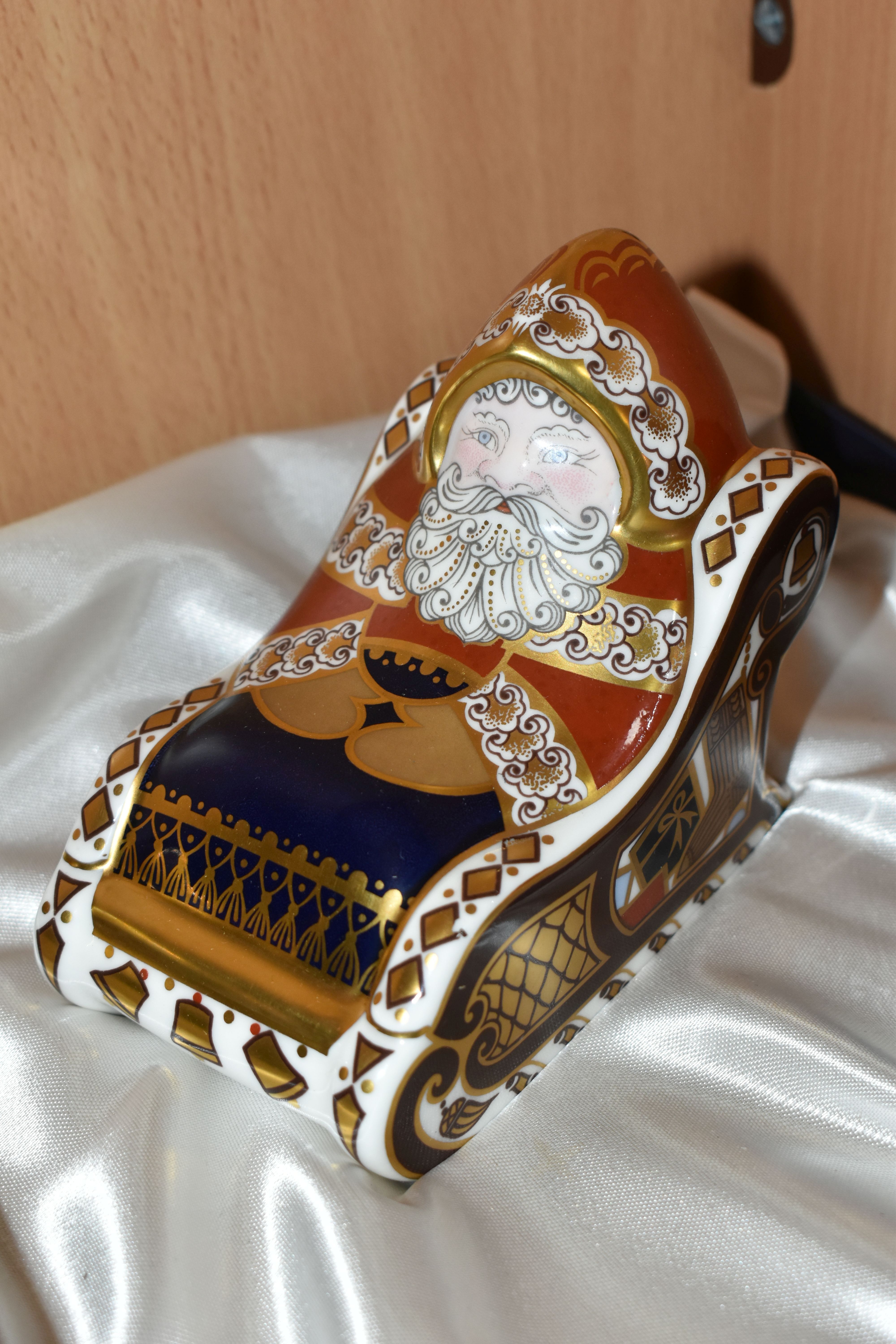 THREE ROYAL CROWN DERBY CHRISTMAS PAPERWEIGHTS, comprising two boxed paperweight set of Santa and - Image 4 of 5