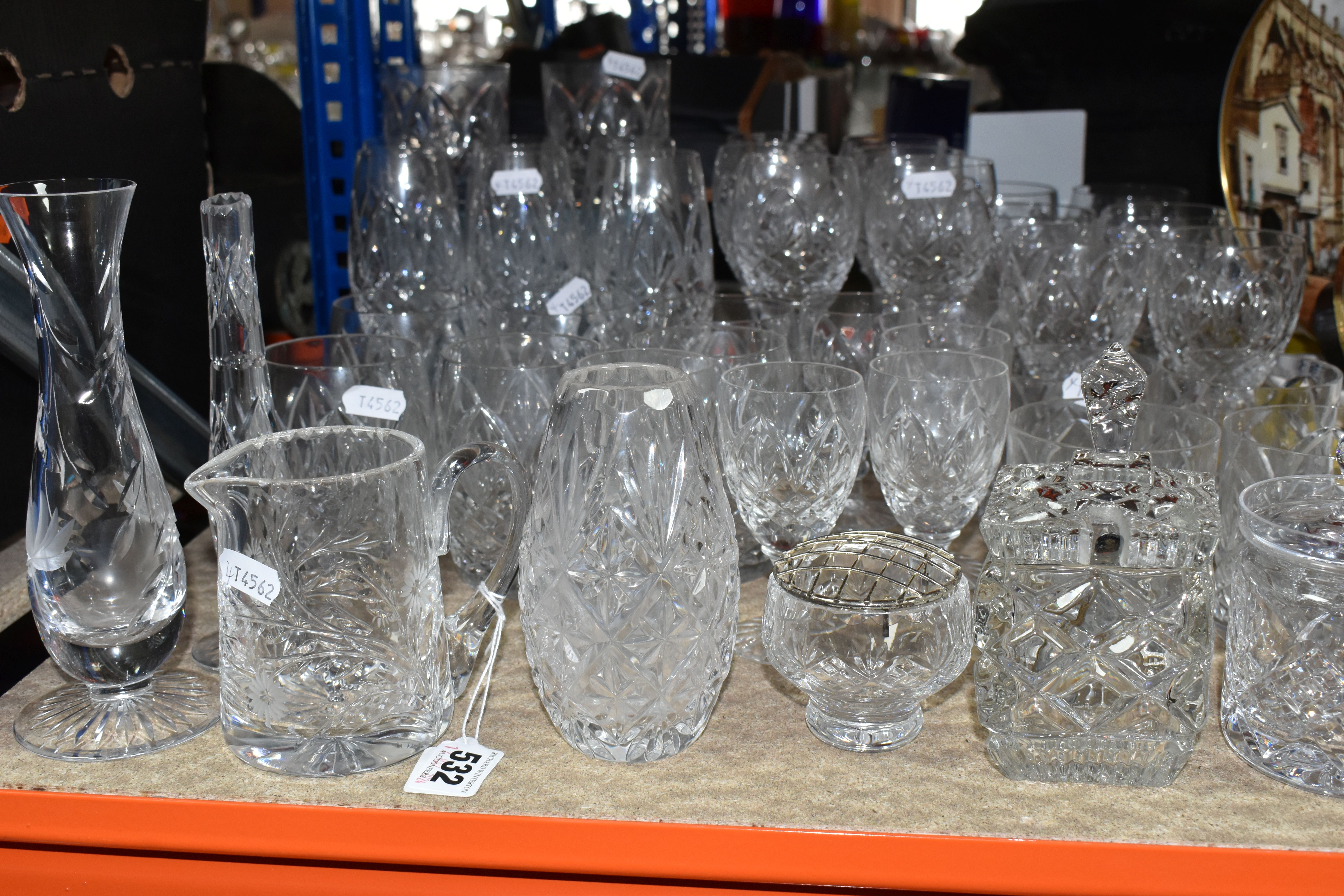 A GROUP OF GLASSWARE, to include a small suite of Tutbury Crystal: six sets of six glasses including
