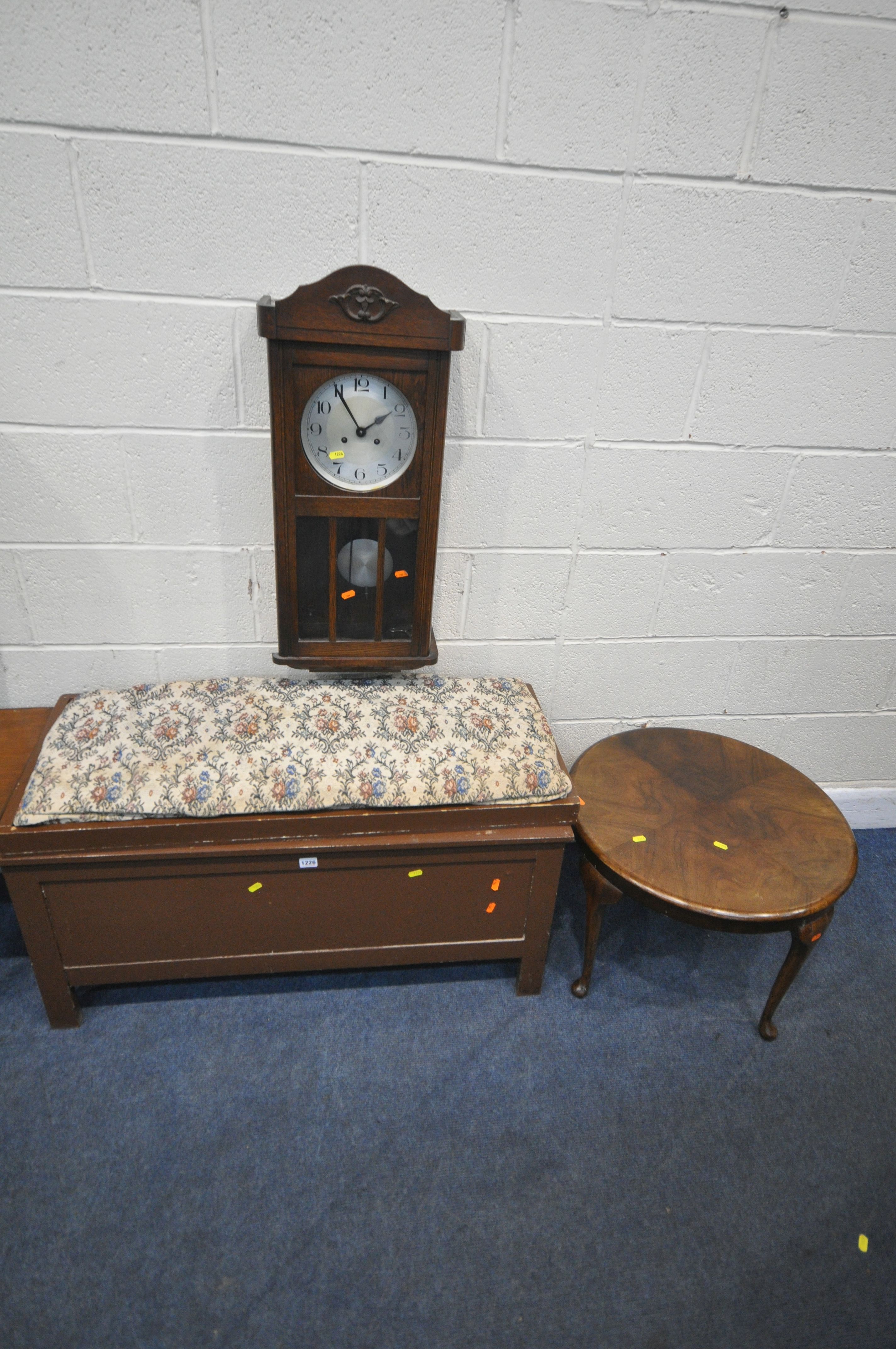 A SELECTION OF 20TH CENTURY OCCASIONAL FURNITURE, to include a brown painted ottoman, a coffee - Image 4 of 4