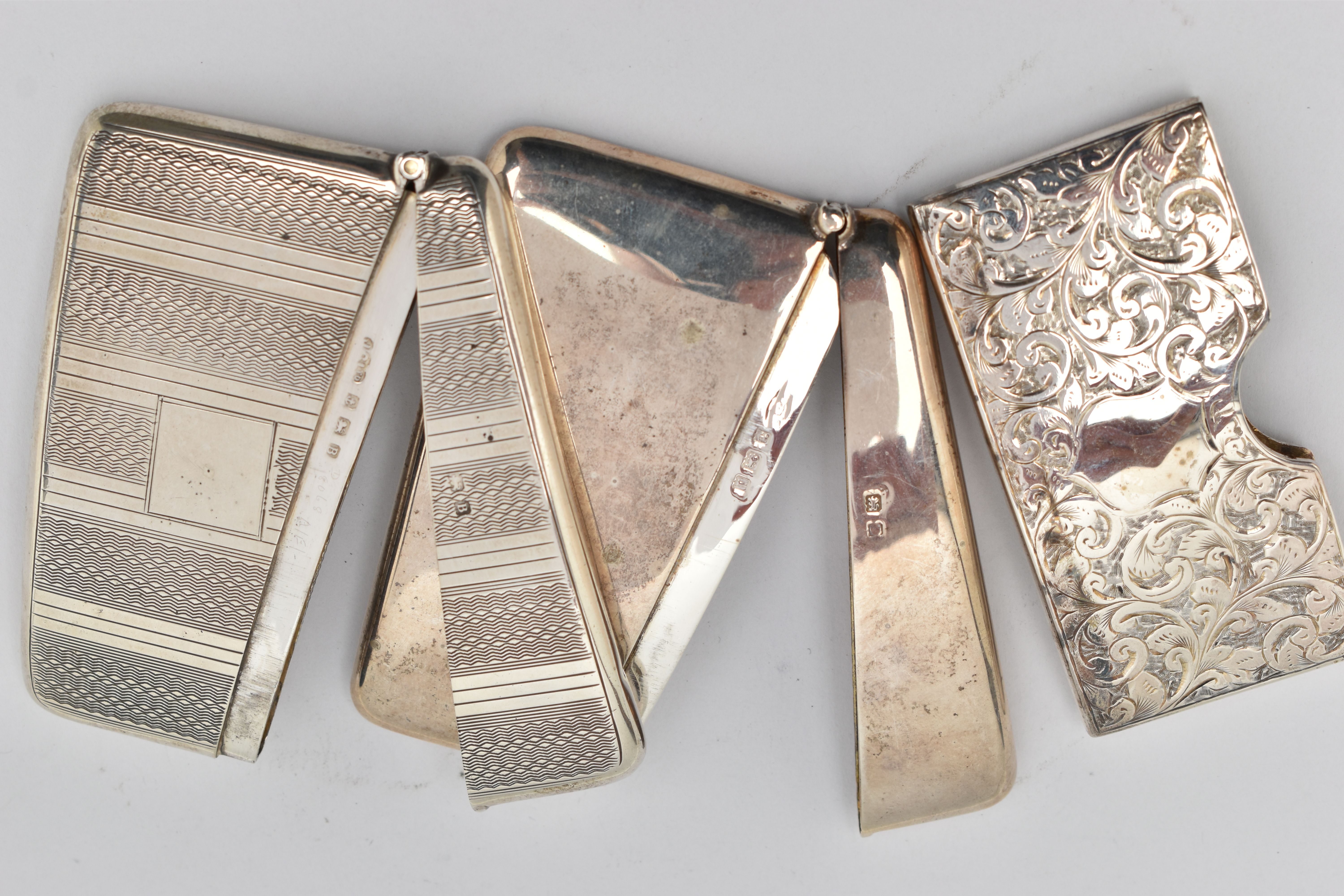 THREE LATE 19TH TO EARLY 20TH CENTURY SILVER CARD CASES, all of rectangular outline, two with hinged - Image 3 of 3