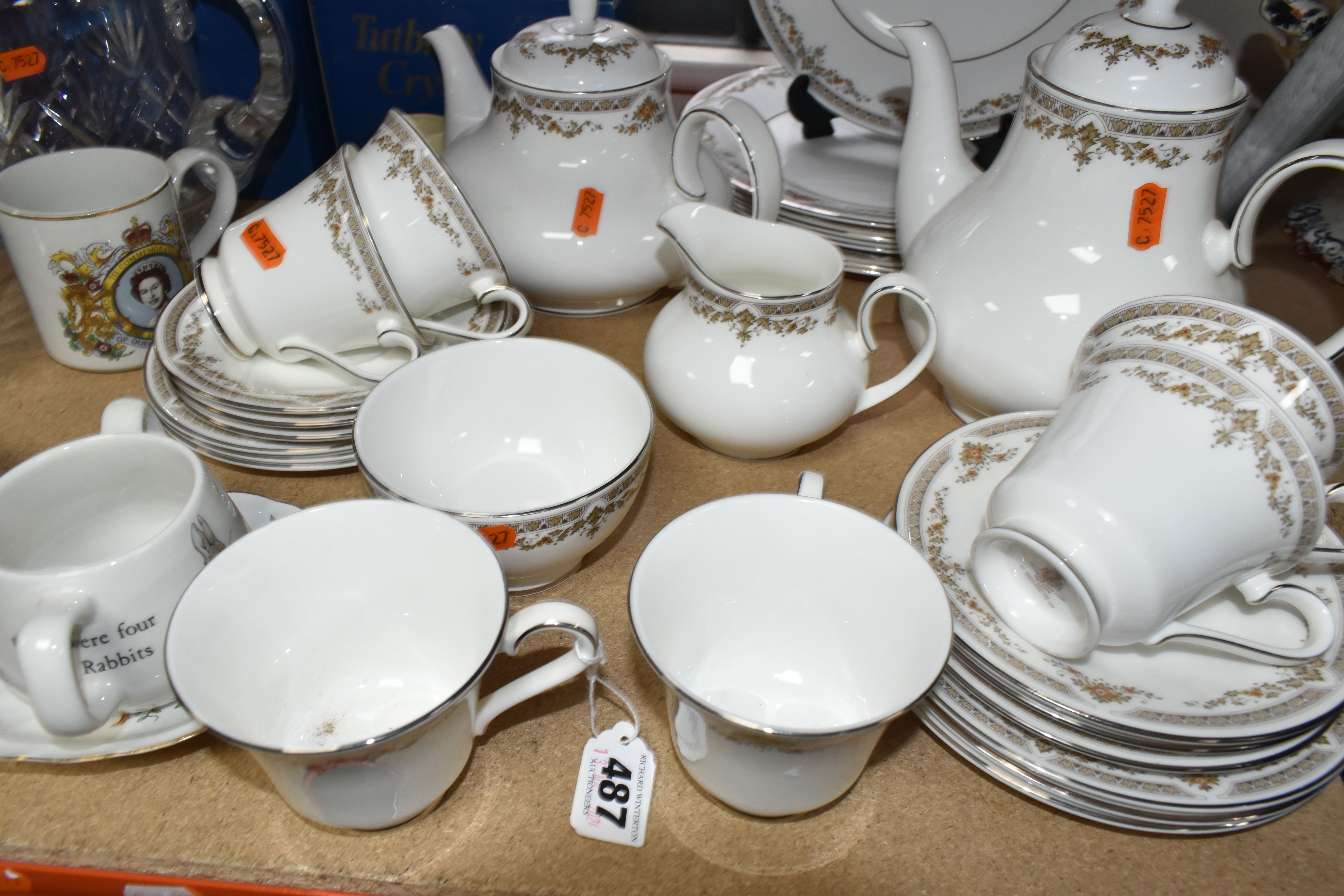 A GROUP OF ROYAL DOULTON 'REPTON' PATTERN DINNERWARE AND BOXED TUTBURY CRYSTAL, comprising six - Image 4 of 8