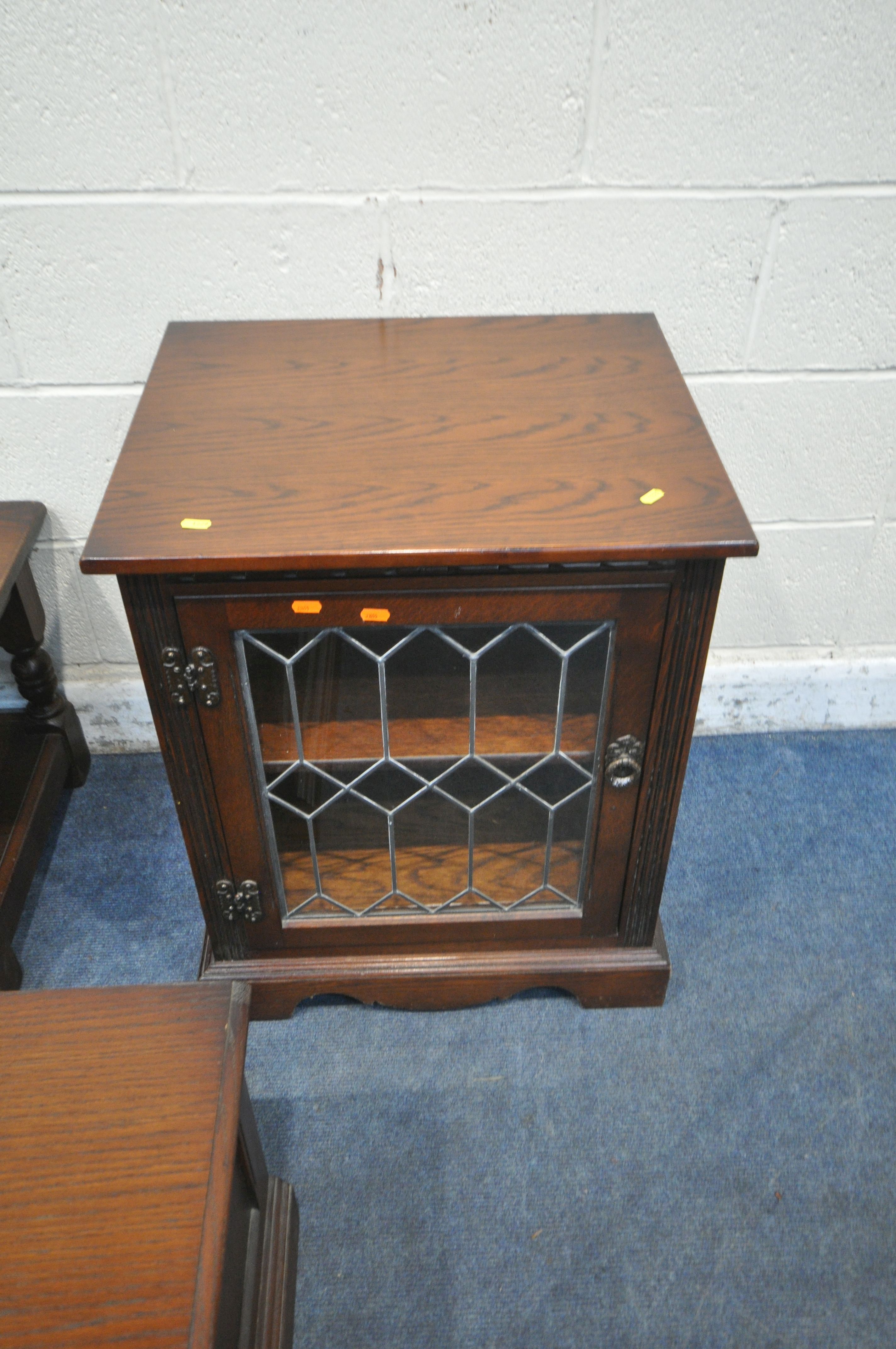 AN OLD CHARM OAK COFFEE TABLE, with a single linenfold door, width 122cm x depth 51cm x height 47cm, - Image 3 of 3