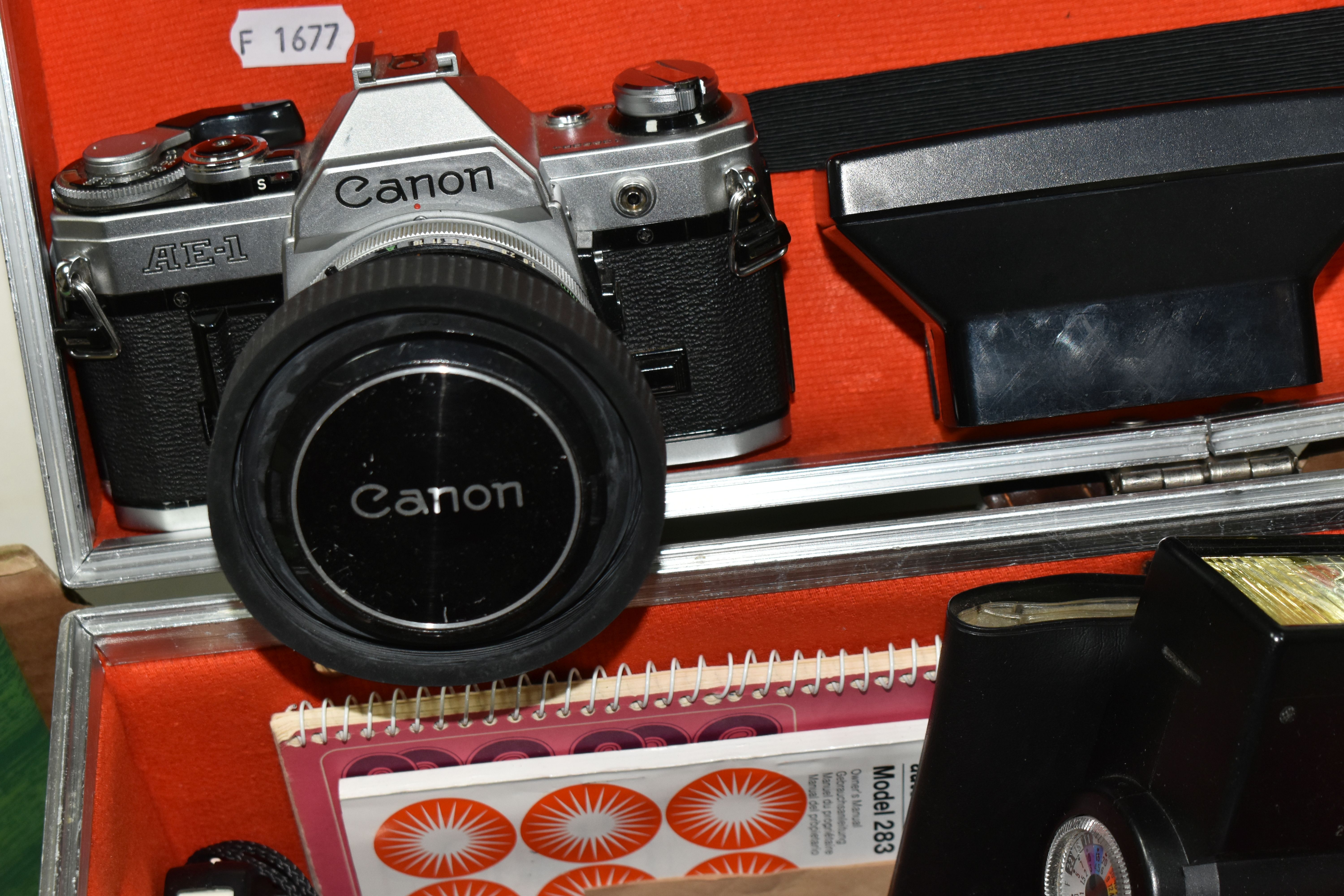 VINTAGE PHOTOGRAPHIC EQUIPMENT ETC, comprising a Canon AE-1 35mm SLR film camera with a Canon 50mm - Image 2 of 5