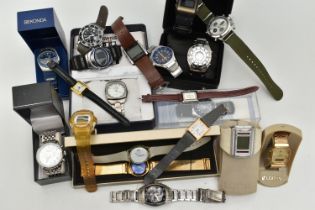 AN ASSORTMENT OF WRISTWATCHES, to include a gold plated 'Swatch Irony' wristwatch SR726SW, a '