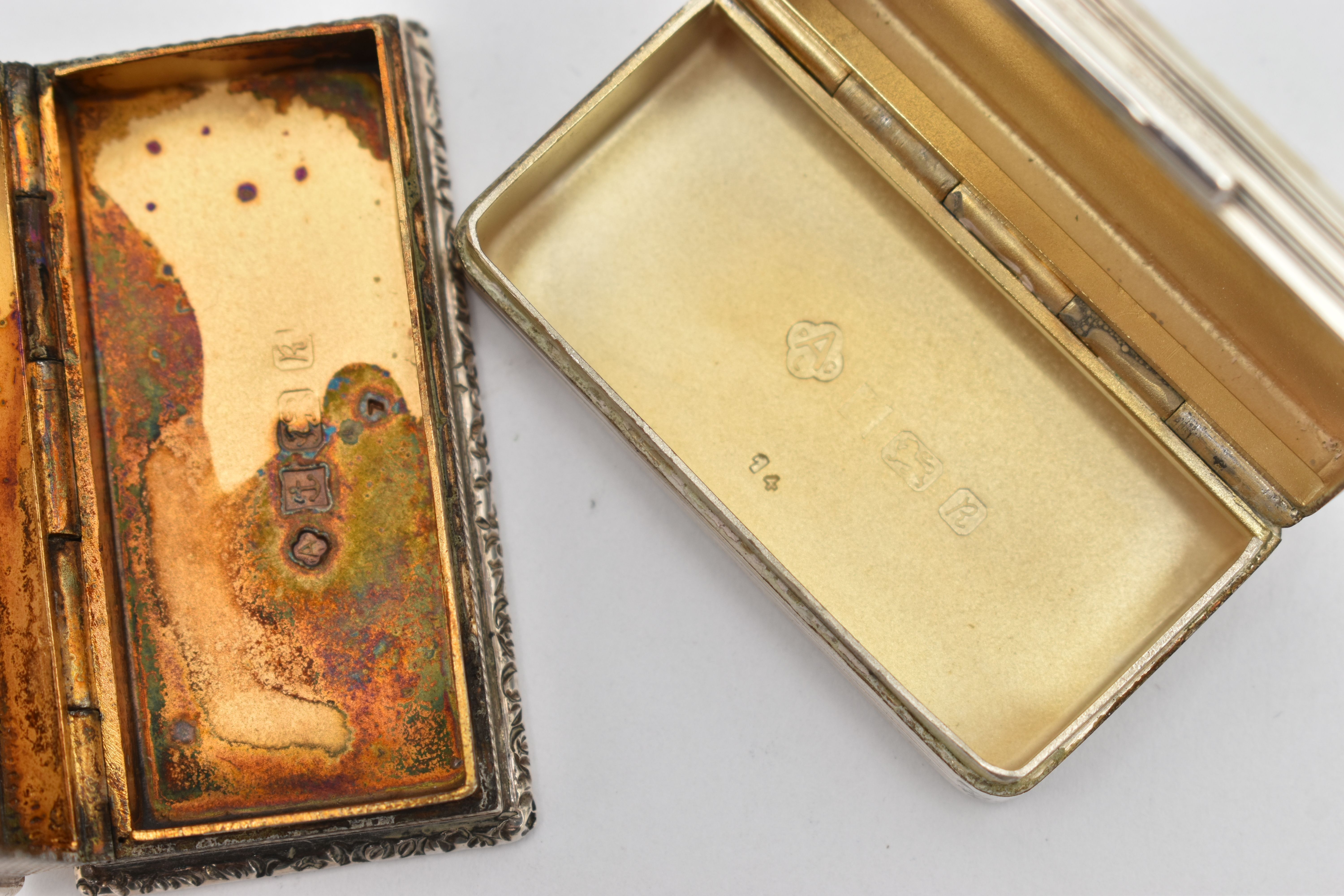 TWO SILVER ASPREY & CO. LTD SNUFF BOXES, both of rectangular outline, the first with engine turned - Image 4 of 4