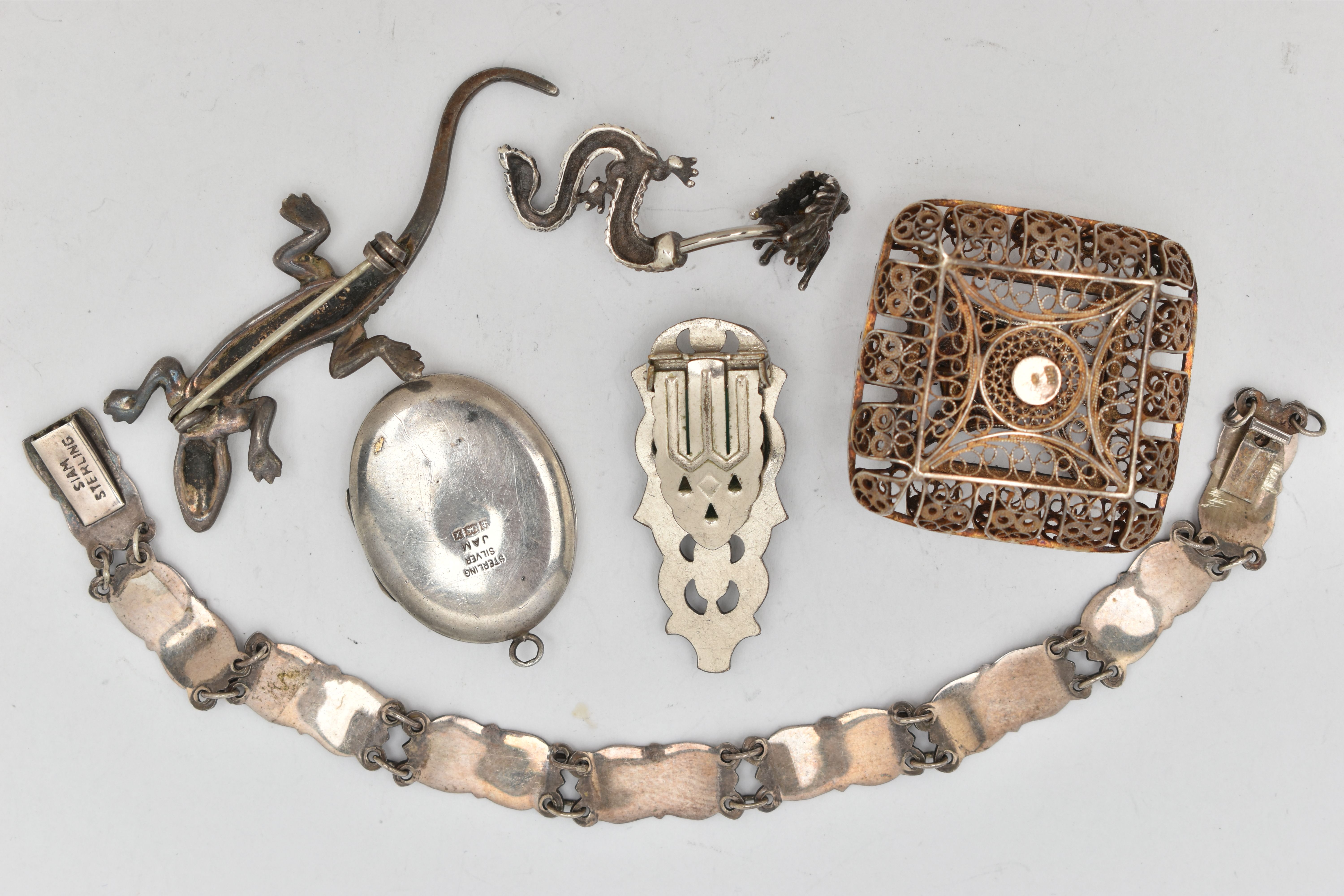 SIX ITEMS OF JEWELLERY, to include a silver oval locket, hallmarked Birmingham, approximate gross - Image 2 of 2