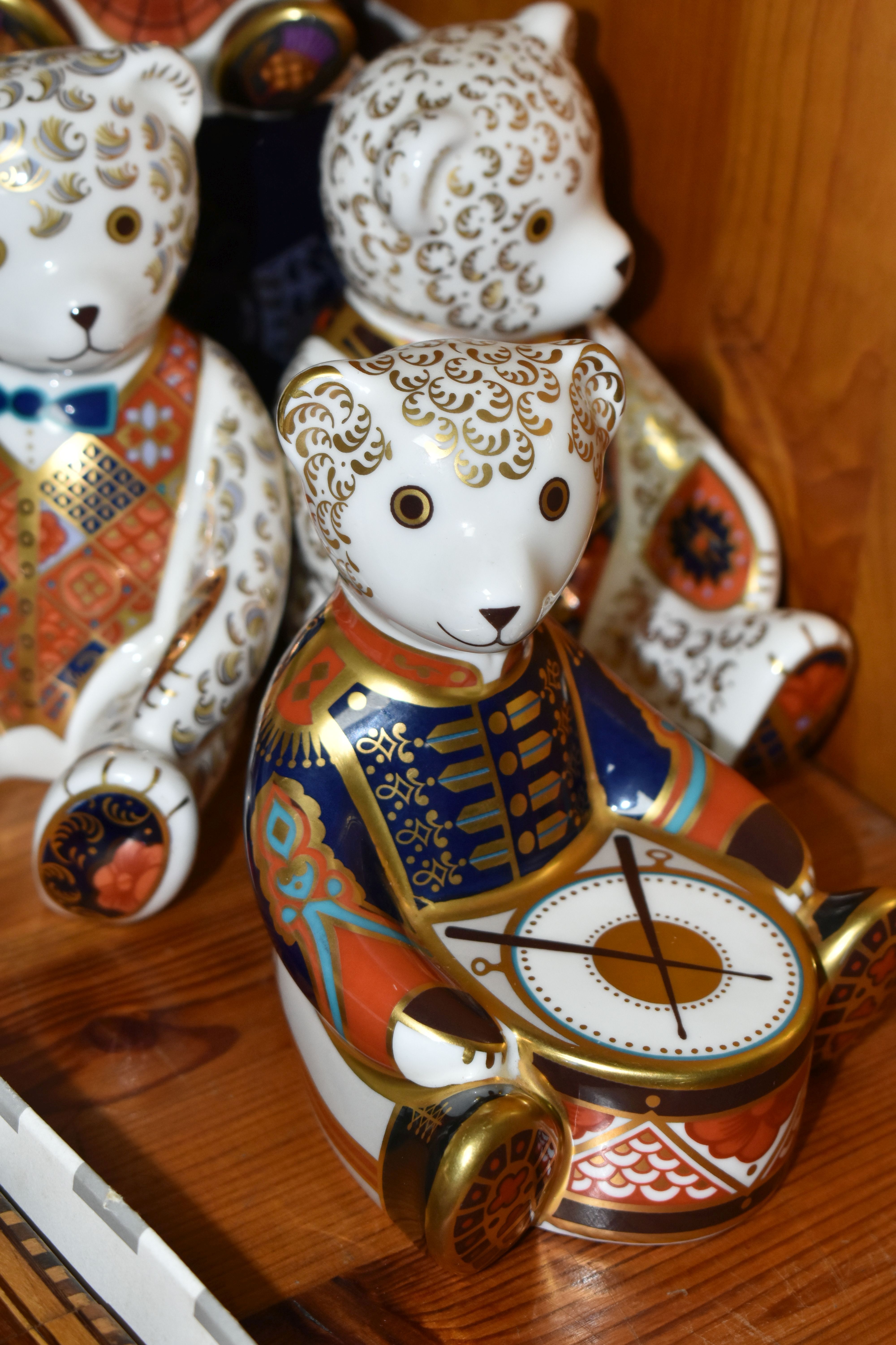 FIVE ROYAL CROWN DERBY IMARI PAPERWEIGHTS, comprising 'Drummer Bear' introduced 1998-2004, gold - Image 2 of 7