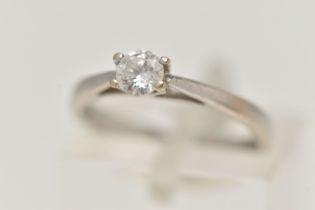 AN 18CT WHITE GOLD DIAMOND SINGLE STONE RING, round brilliant cut diamond, estimated diamond
