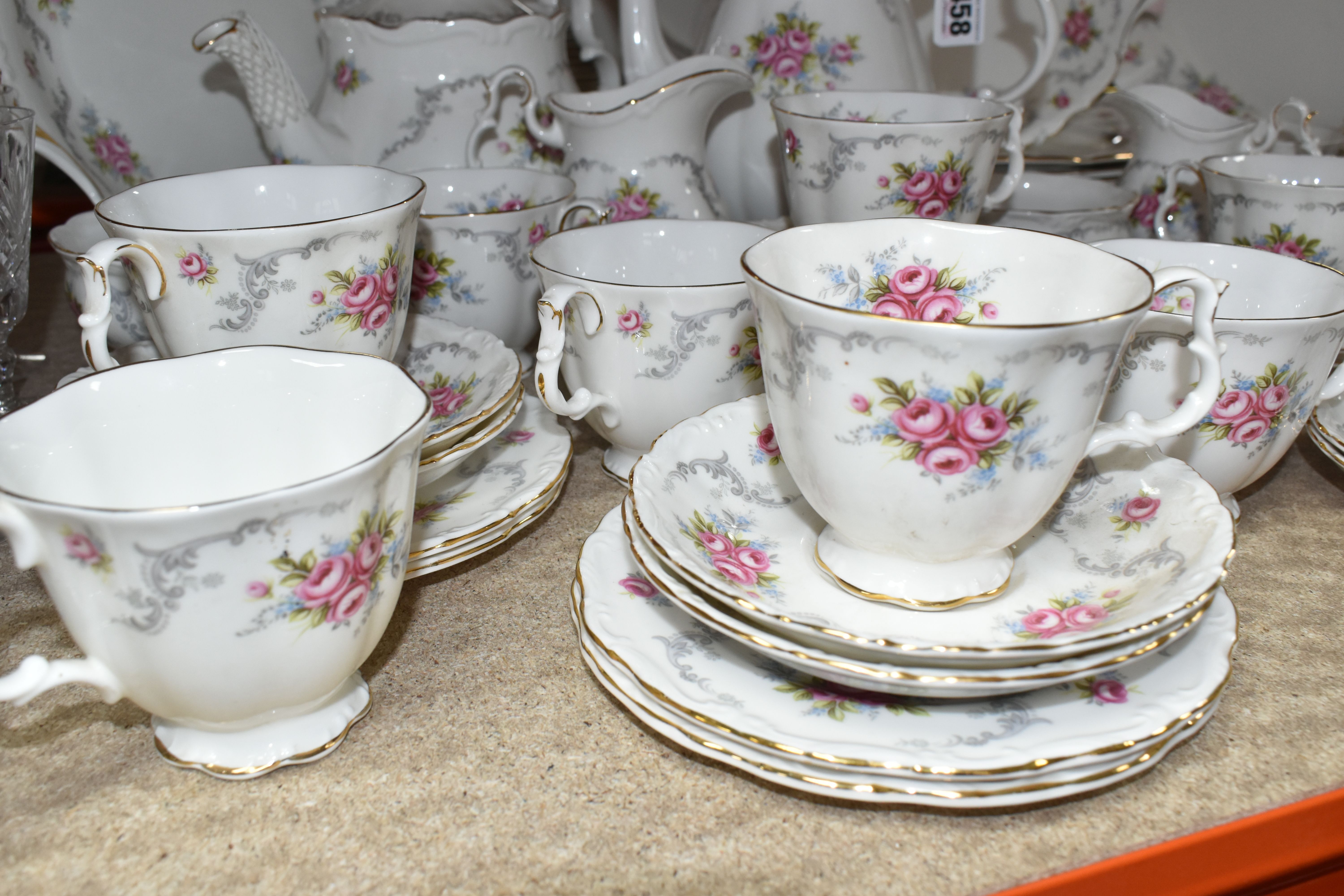 ROYAL ALBERT 'TRANQUILITY' DINNER SET, including six coffee cups and saucers, six tea cups and - Image 5 of 7