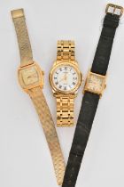 THREE WRISTWATCHES, the first a gents gold plated 'Citizen' WR50, together with two ladies '