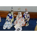SEVEN 20TH CENTURY FIGURAL PORCELAIN SCENT BOTTLES, comprising two Sitzendorf examples, one having a