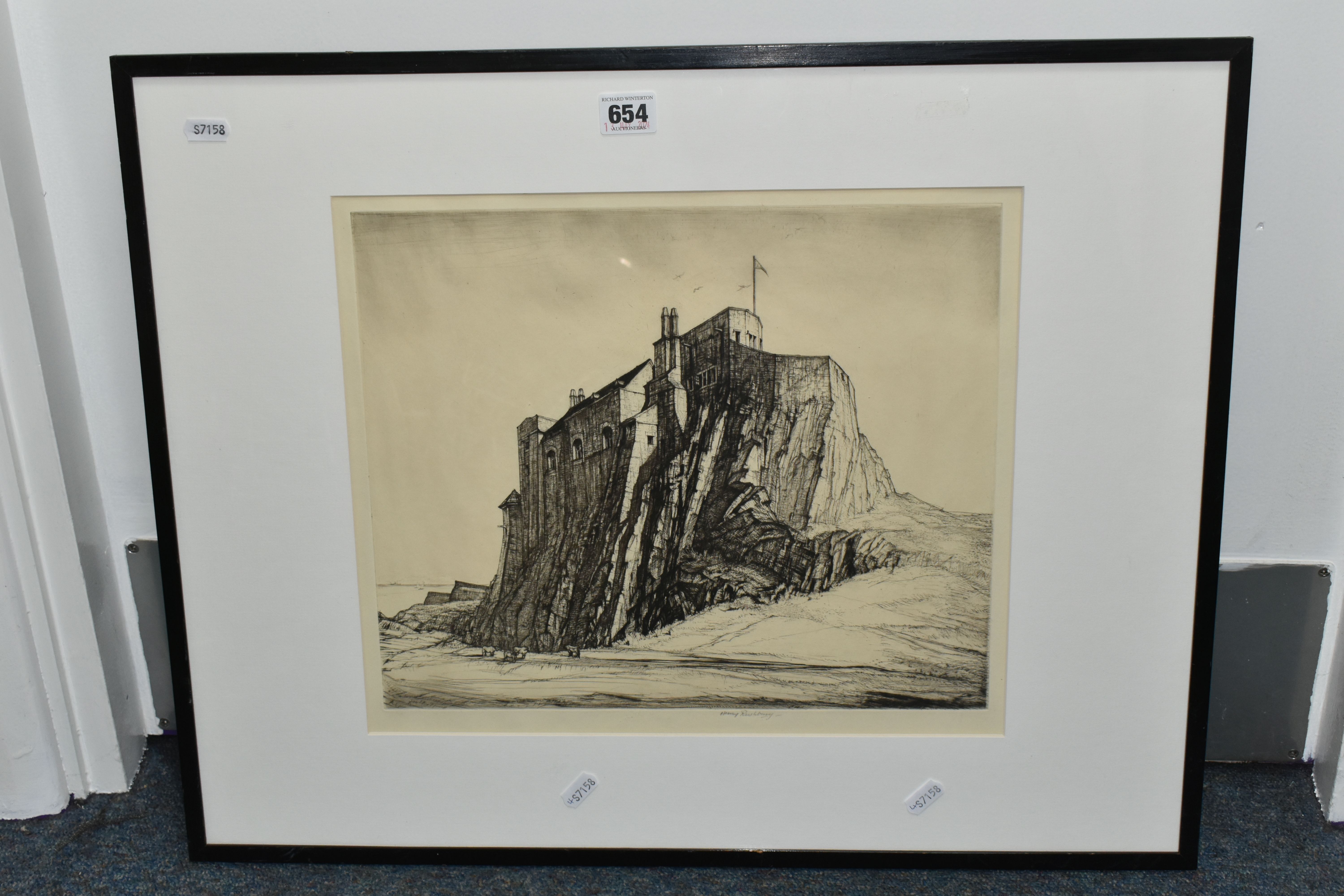 HENRY RUSHBURY (1889-1968) 'LINDISFARNE CASTLE', an etching