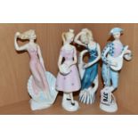 A GROUP OF ROYAL DOULTON FIGURINES, comprising Harlequin HN2186, Wood Nymph HN2192, Columbine