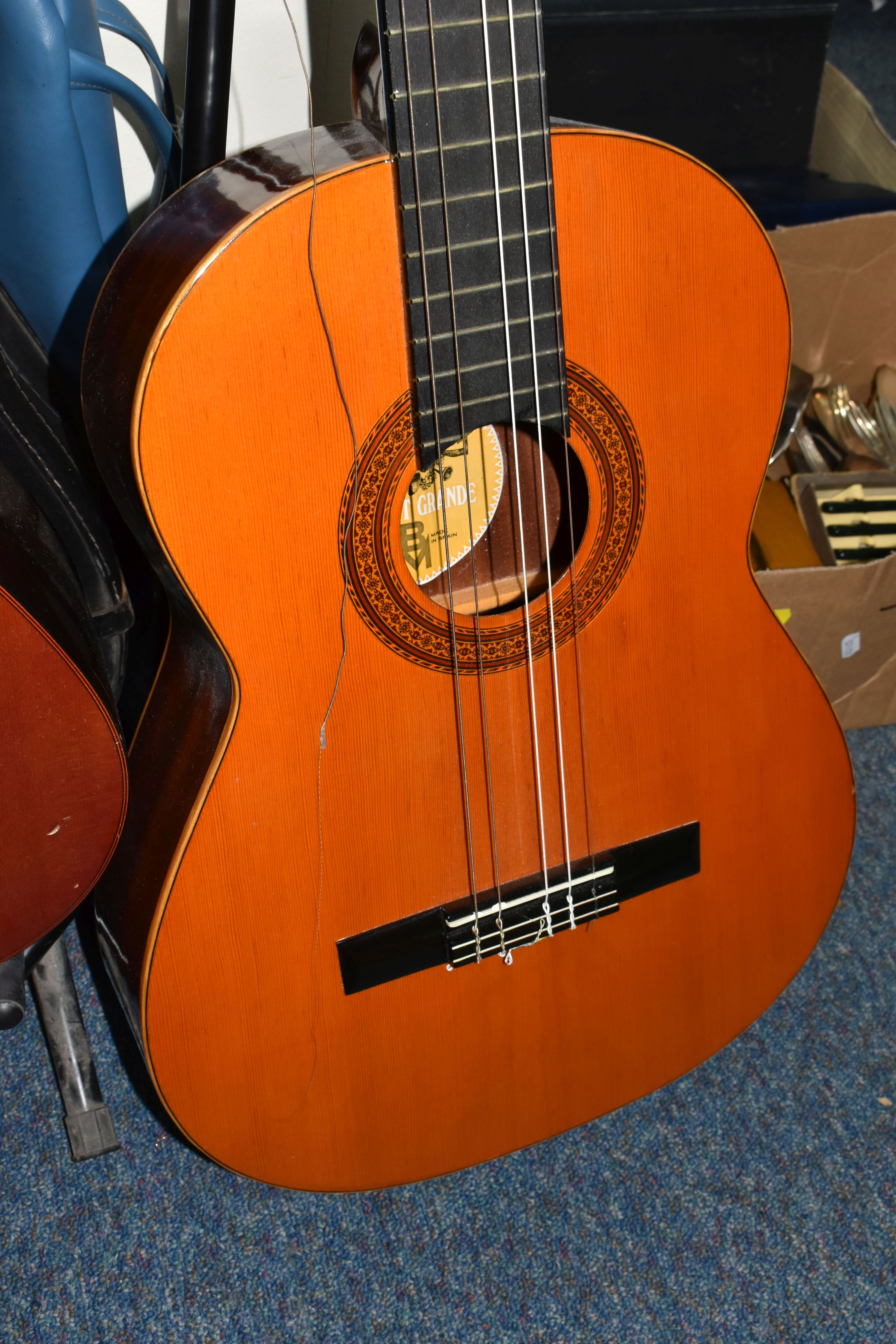 TWO ACOUSTIC GUITARS WITH CASES, comprising a Spanish BM 'Concert Grande' with a soft blue case - Image 5 of 7