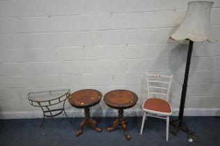 A SELECTION OF OCCASIONAL TABLES, to include a pair of Italian wine tables, painted chair and a