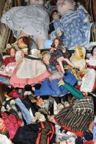 TWO BOXES OF VINTAGE DOLLS INCLUDING BRANDED MANUFACTURERS SUCH AS PEDIGREE, ROSEBUD, EFFANBEE, A