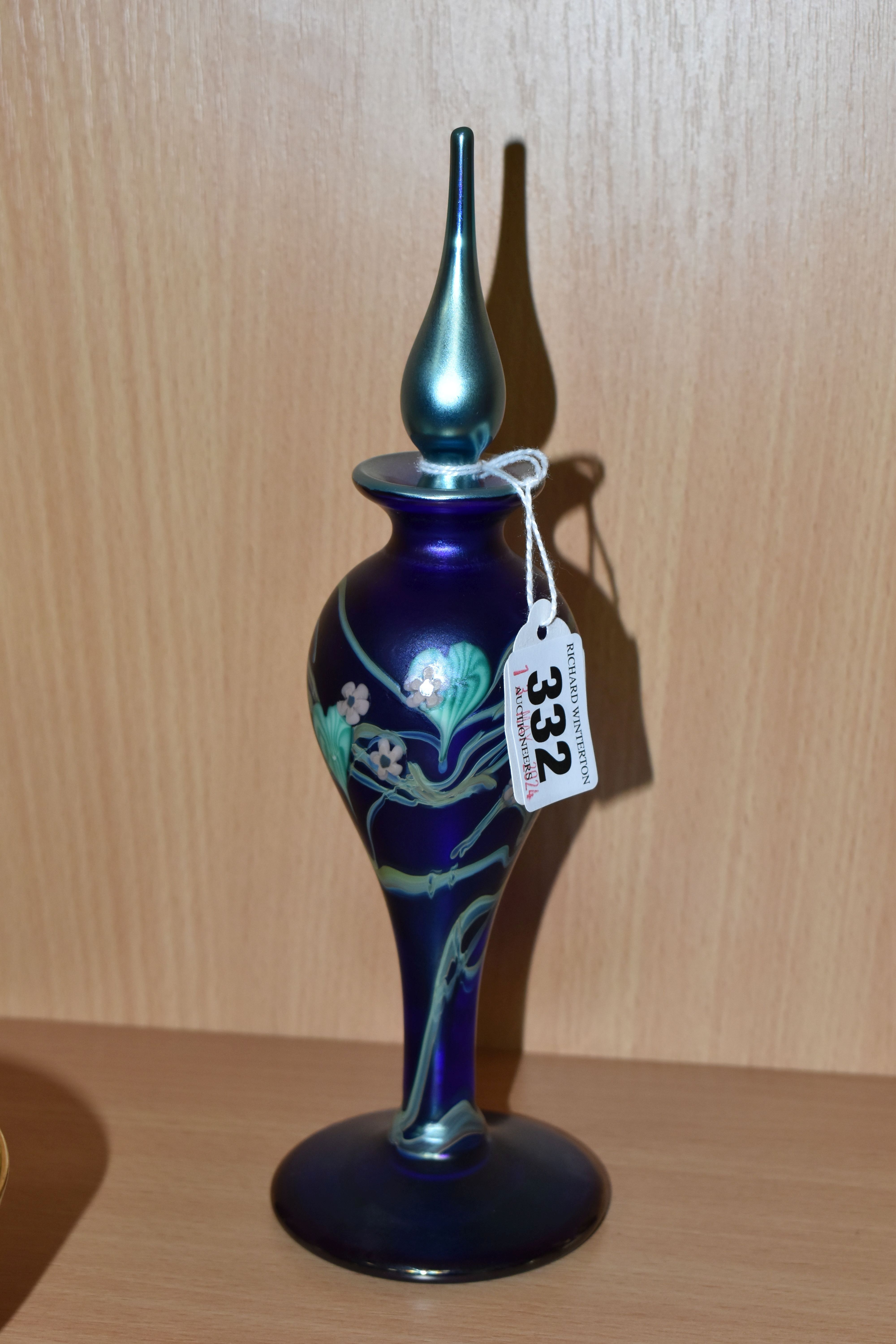 AN OKRA LIMITED EDITION SCENT BOTTLE, in the Viola pattern, with stopper, signed by Richard P