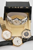 FOUR WRISTWATCHES, to include a gents gold plated, manual wind 'Relide' watch fitted with a