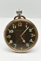 A MILITARY ISSUE 'JAEGER-LE COULTRE' POCKET WATCH, manual wind, round black dial, Arabic numerals,