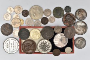 A QUEEN VICTORIA CROWN AND OTHER COINS/MEDALLIONS AND TOKENS, to include a Queen Victoria 1887