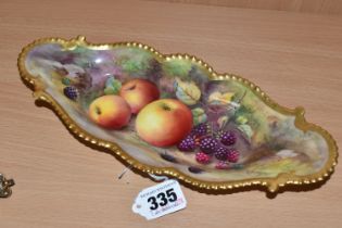 A ROYAL WORCESTER FALLEN FRUIT HAND PAINTED OVAL DISH, painted with fallen apples and blackberries