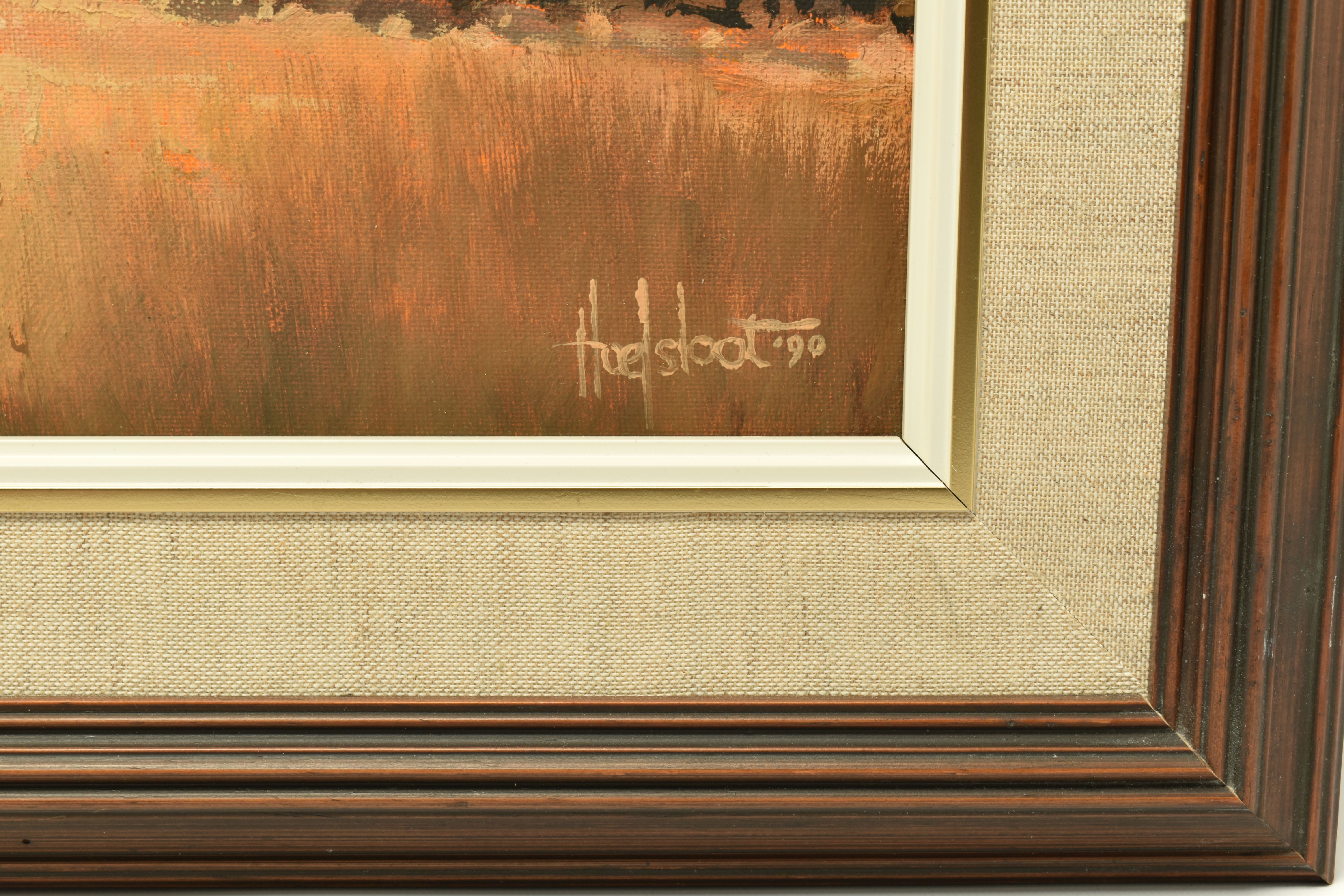 TED HOEFSLOOT (1930-2013) 'LOW VELD SCENE', a South African landscape with distant mountains, signed - Image 5 of 8