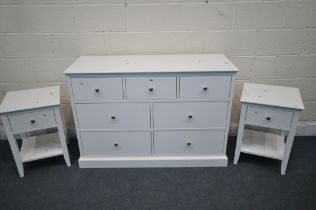 A MODERN WHITE FINISH SIDEBOARD / CHEST OF SEVEN DRAWERS, width 127cm x depth 47cm x height 87cm,