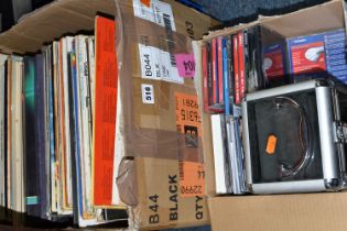 TWO BOXES AND TWO CASES OF LP RECORDS AND CDS ETC, LPs include The Beatles 'Help' mono pressing, Sgt