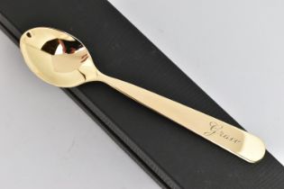 AN 18CT GOLD TEASPOON, polished design, engraved 'Grace' to the handle, hallmarked 18ct