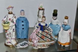 TWO HALCYON DAYS PORCELAIN AND GILT METAL SCENT BOTTLES AND FOUR OTHER 20TH CENTURY MINIATURE