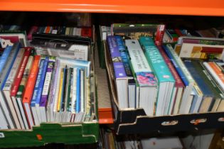 FOUR BOXES OF GENERAL KNOWLEDGE AND FICTION BOOKS, subjects include gardening, British