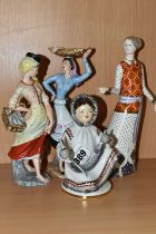 A GROUP OF FOUR FIGURINES, comprising a Royal Crown Derby 'The Classic Collection' Athena, date