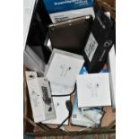A BOX OF PERSONAL ENTERTAINMENT ELECTRONIC EQUIPMENT ETC, to include a Samsung Galaxy Tab A, an