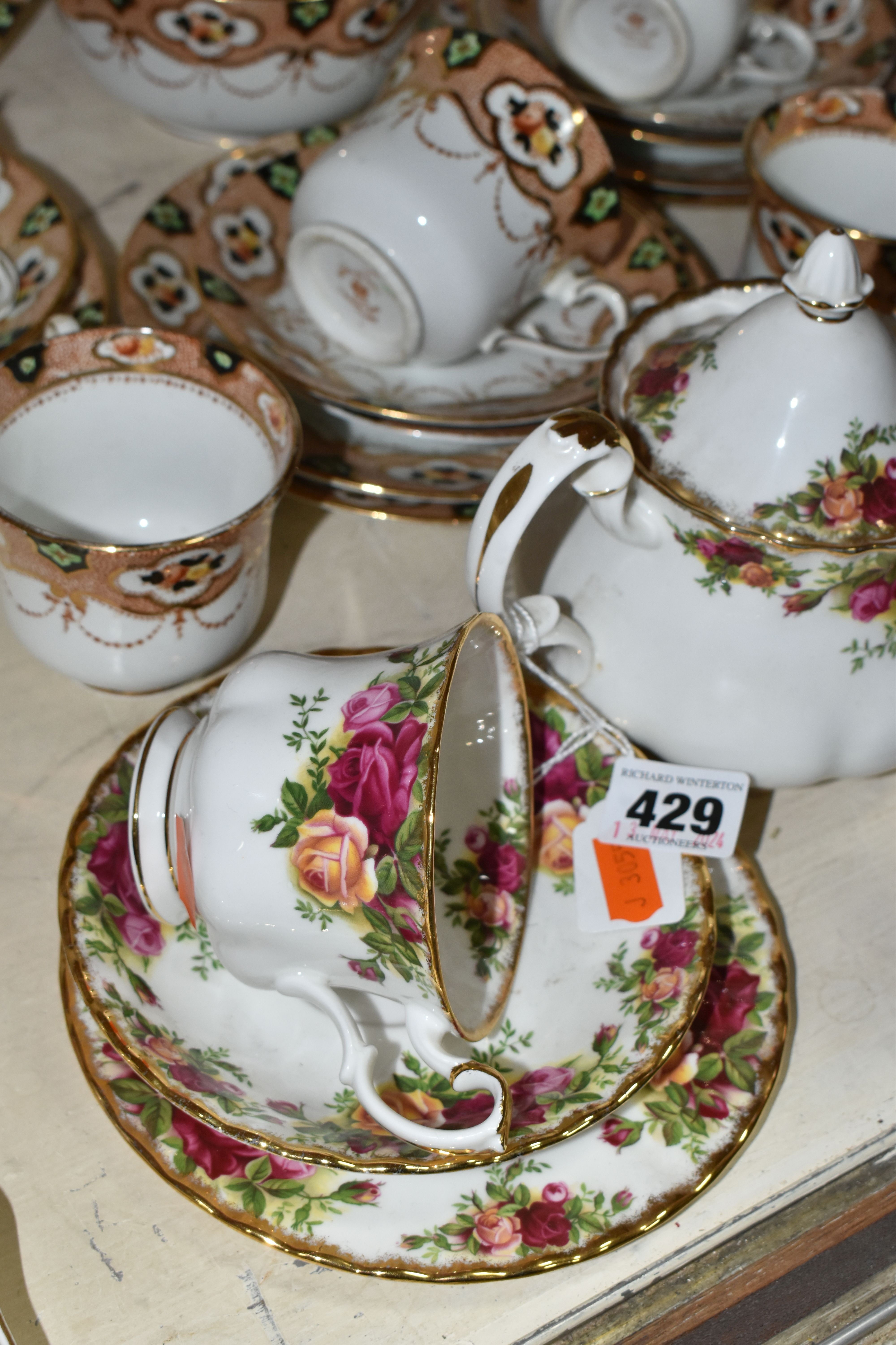 ROYAL ALBERT TEA WARES, comprising Old Country Roses small teapot, two trios -one set marked as a - Image 2 of 6