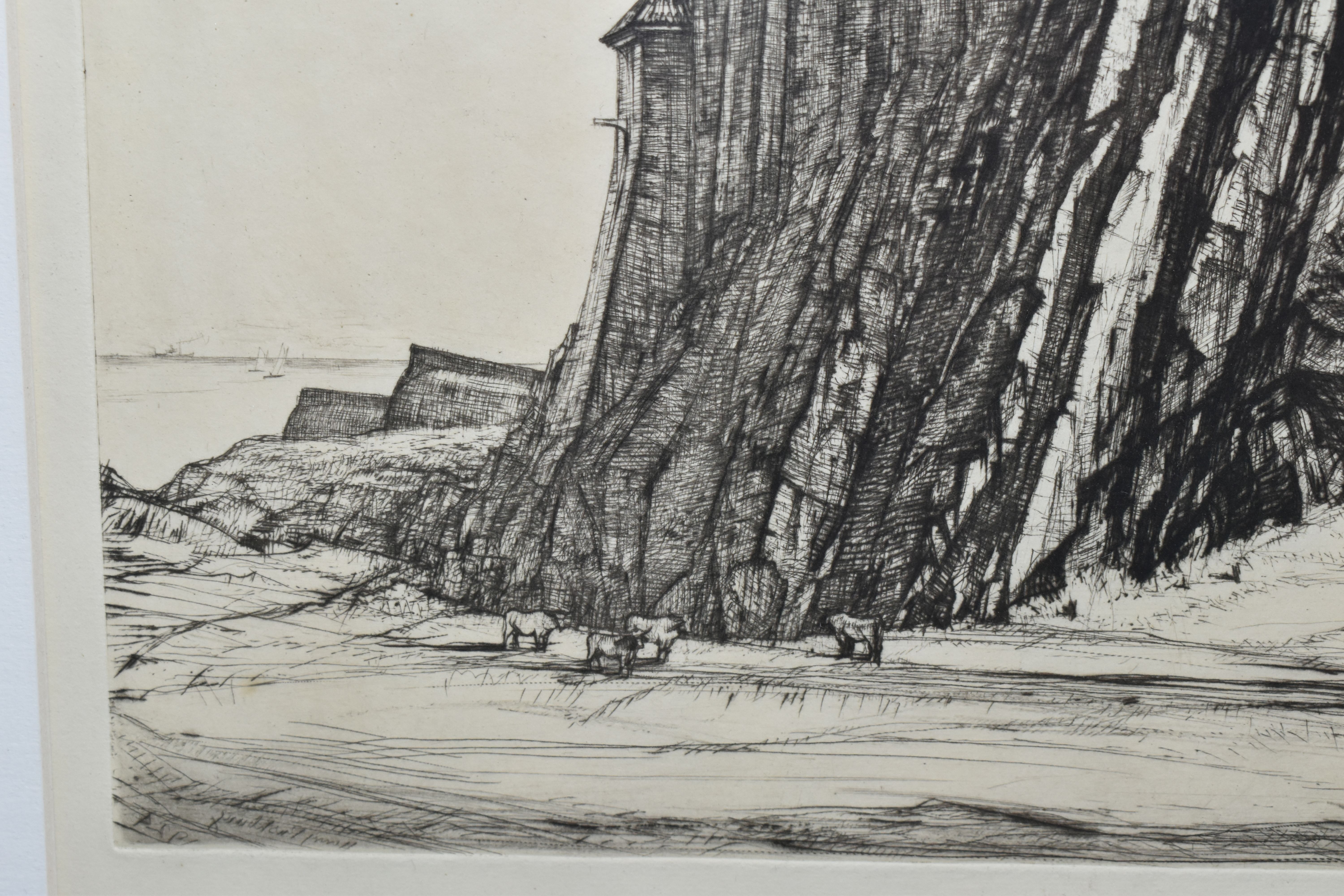 HENRY RUSHBURY (1889-1968) 'LINDISFARNE CASTLE', an etching - Image 4 of 6