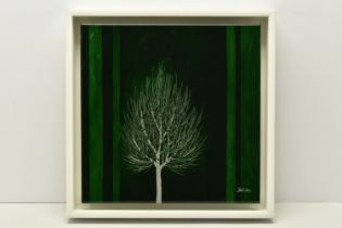 NAKISA SEIKA (JAPAN 1974) 'EMERALD SKY V', a solitary stylised tree against a green backdrop, signed