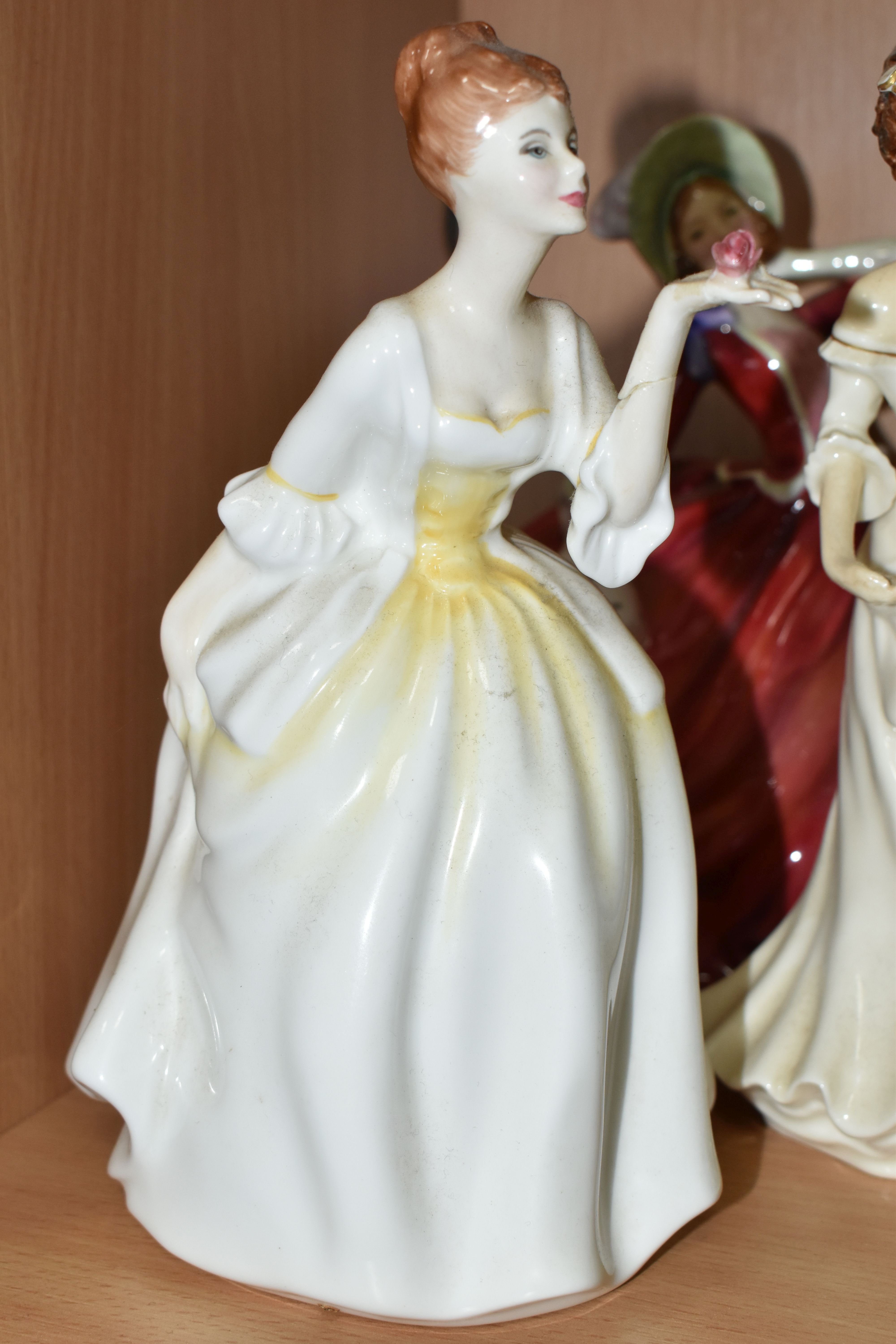 EIGHT ROYAL DOULTON FIGURINES, comprising Fleur HN2368 (hand broken and reglued, back of hand and - Image 4 of 6