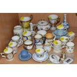 A COLLECTION OF MINIATURE CERAMICS, comprising a blue and white onion vase, a Royal Doulton 'Royal
