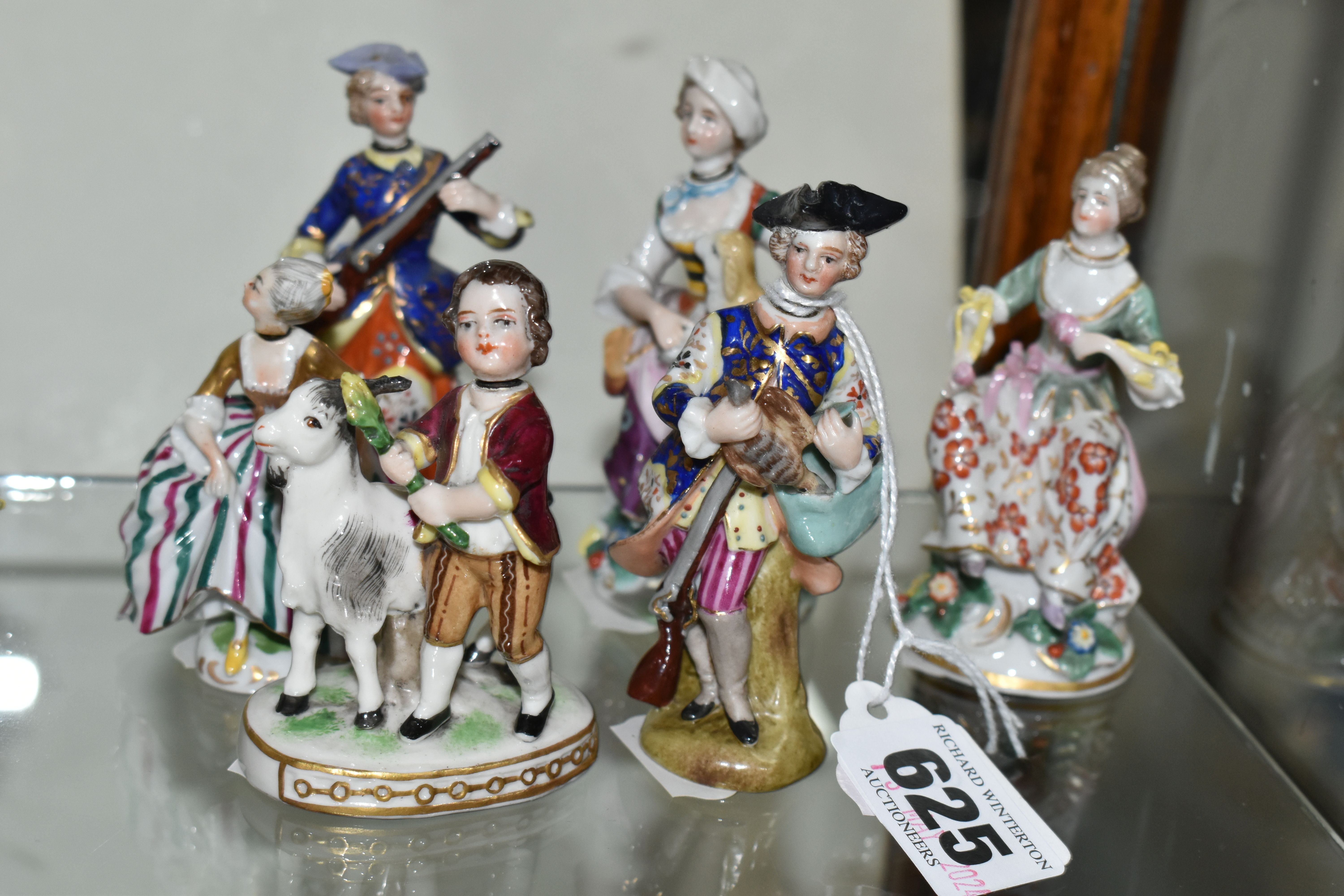 SIX 20TH CENTURY MINIATURE PORCELAIN SCENT BOTTLES, to include three examples with pseudo gold