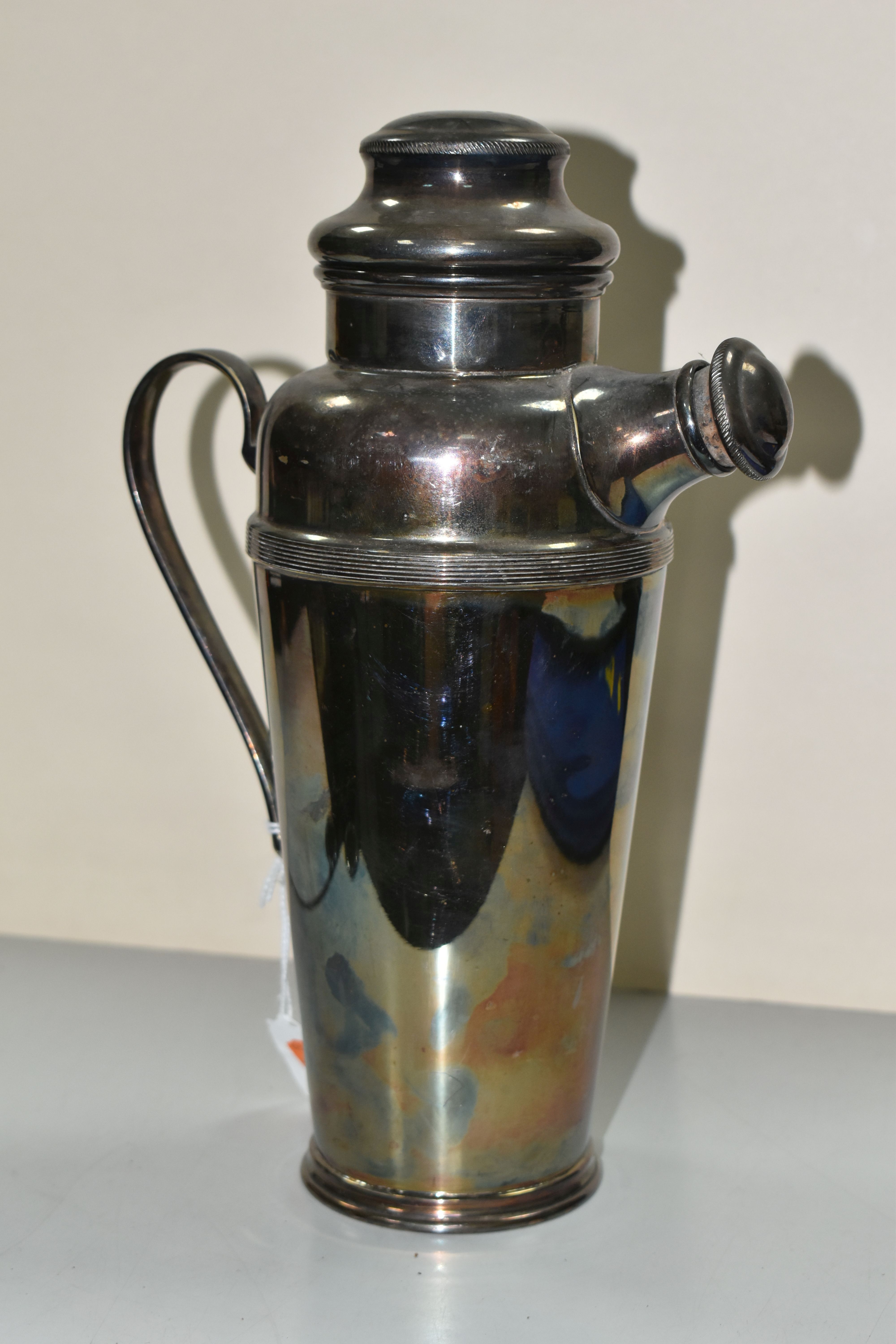 AN ASPREY & CO SILVER PLATE COCKTAIL JUG OF TAPERING CYLINDRICAL FORM, shape no.5486 with pull off - Image 2 of 6