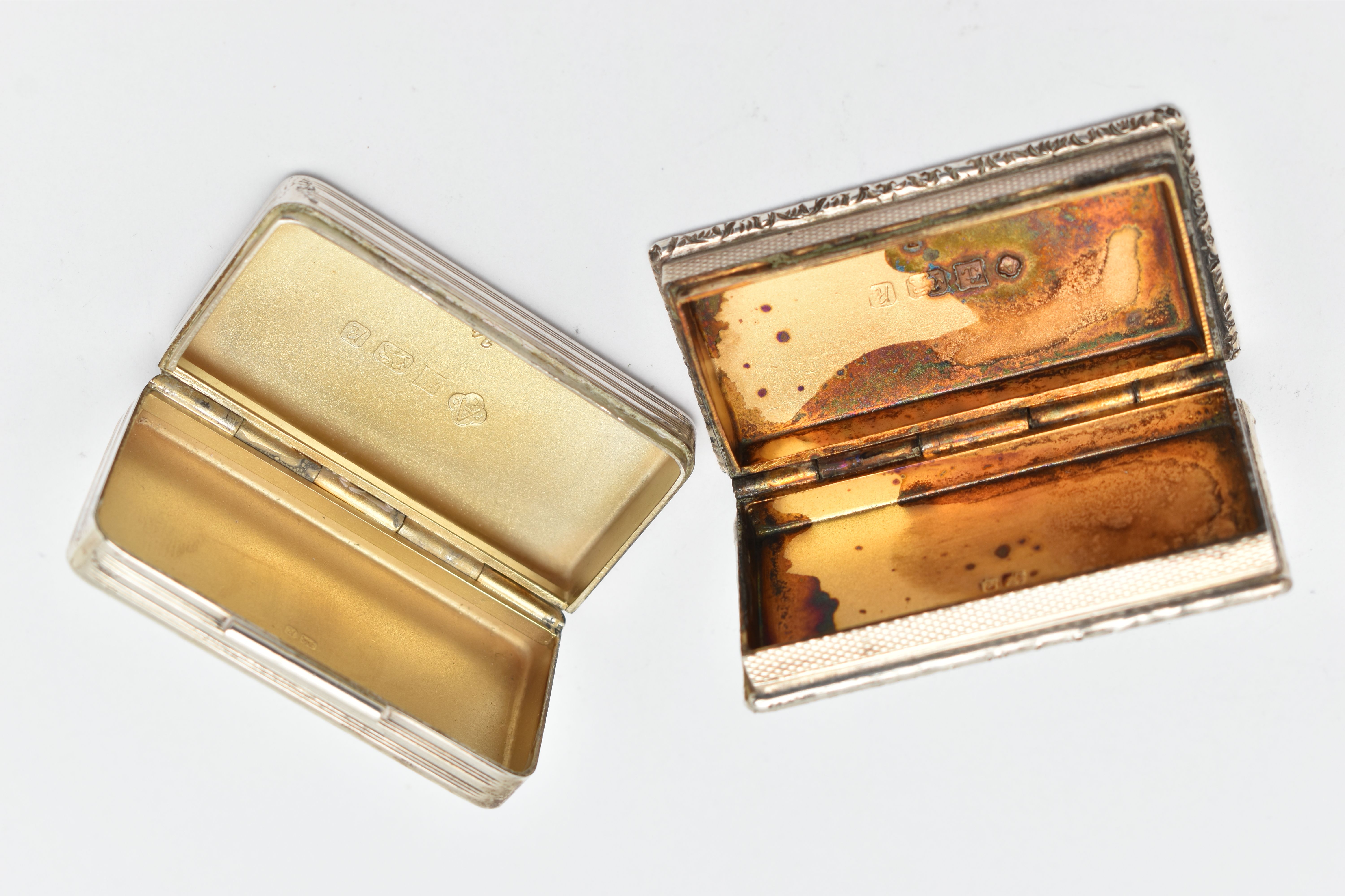 TWO SILVER ASPREY & CO. LTD SNUFF BOXES, both of rectangular outline, the first with engine turned - Image 3 of 4