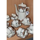 A FIFTEEN PIECE CROWN DUCAL ORANGE TREE COFFEE SET, A1211, comprising coffee pot, cream jug, sugar