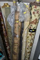 ELEVEN ROLLS OF ASSORTED UPHOLSTERY AND CURTAIN FABRIC, mostly floral designs (s.d) (11 rolls)