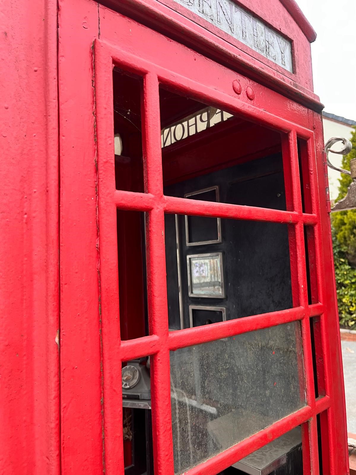 A RED K6 TELEPHONE BOX, the distinctive shape with a domed top, crown, and later fitted with Elvis - Image 9 of 11