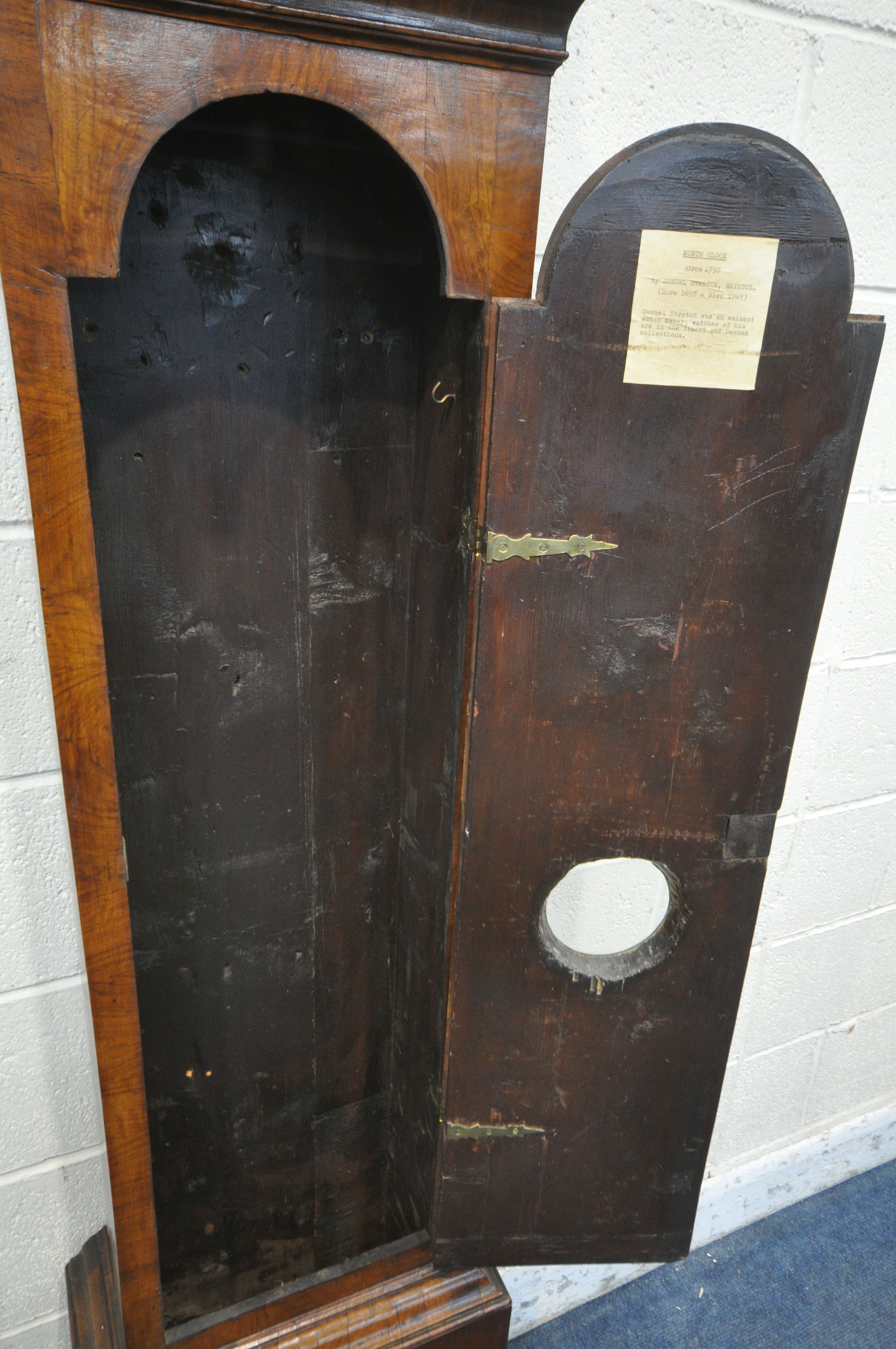 A GEORGE II WALNUT ONE-MONTH DURATION LONGCASE CLOCK, BY SAMUEL STRETCH OF BRISTOL, circa 1730, - Image 16 of 19