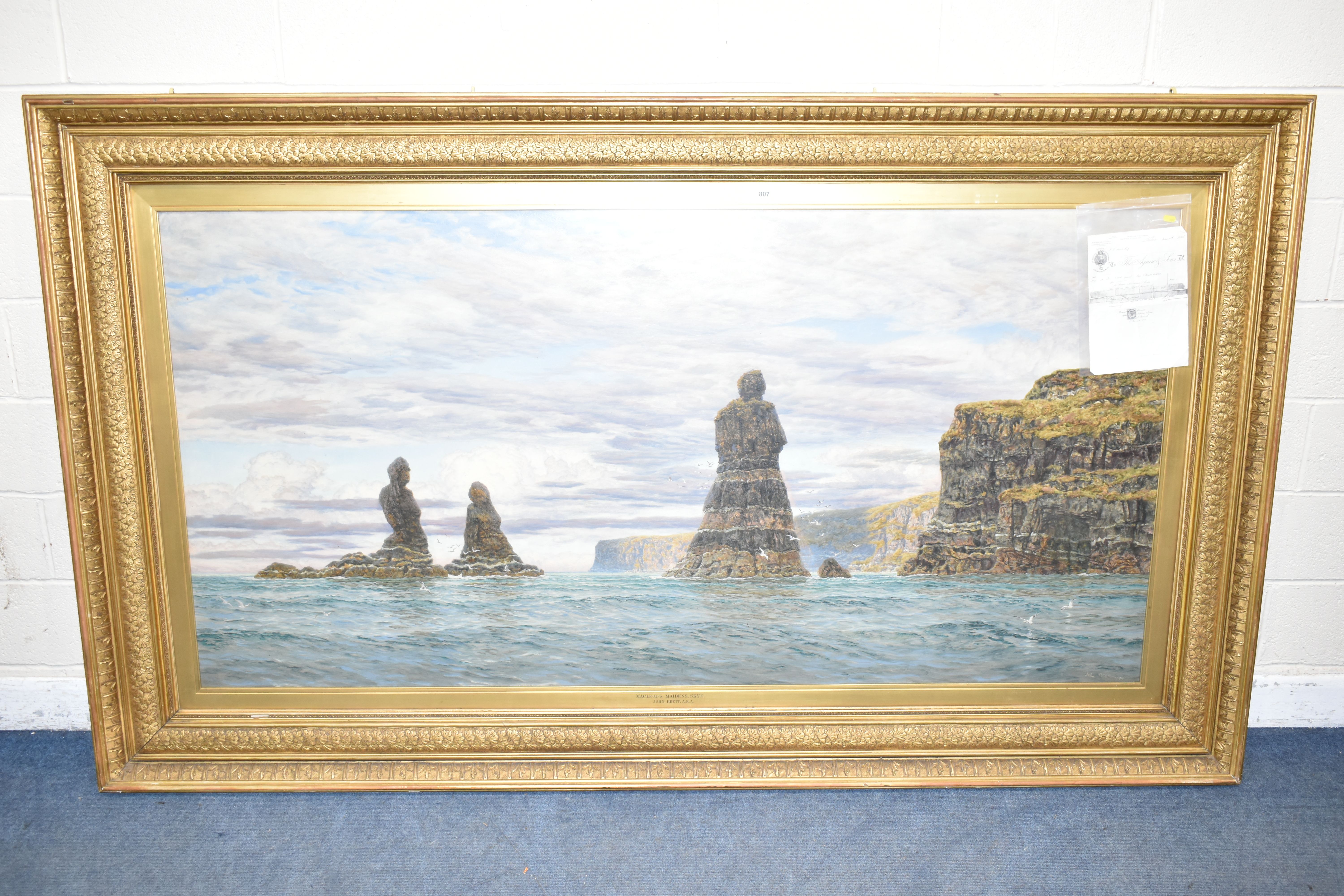 JOHN BRETT ARA (BRITISH 1831-1902) 'MacLeod’s Maidens, Skye', oil on canvas, signed and dated 1884