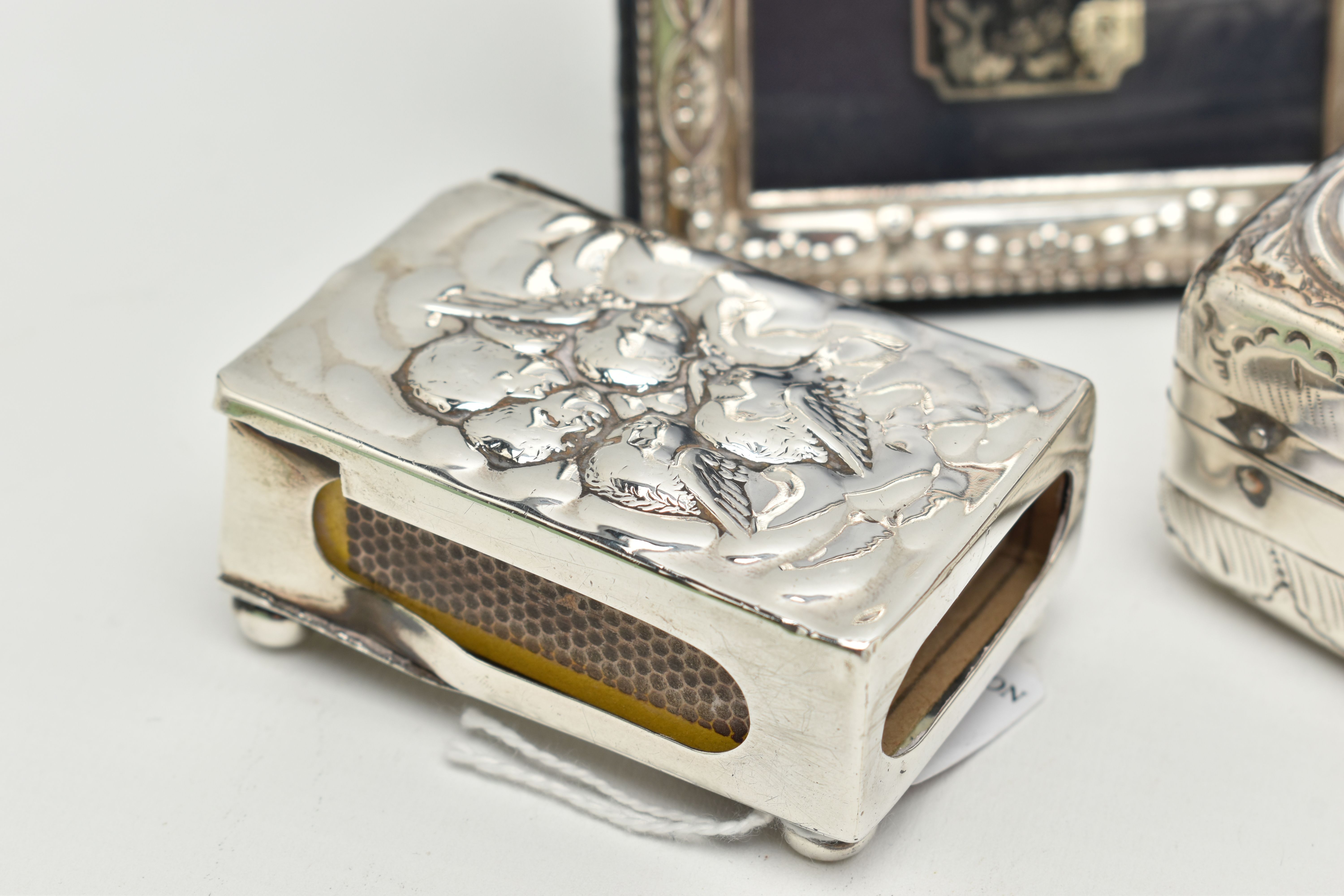 A SMALL PARCEL OF SILVER, a pair of Elizabeth II rectangular easel back photograph frames, foliate - Image 3 of 7