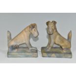 A PAIR OF BOURNE DENBY TERRIER BOOKENDS, 1920s-1930s Danesby Ware, printed marks to base, height