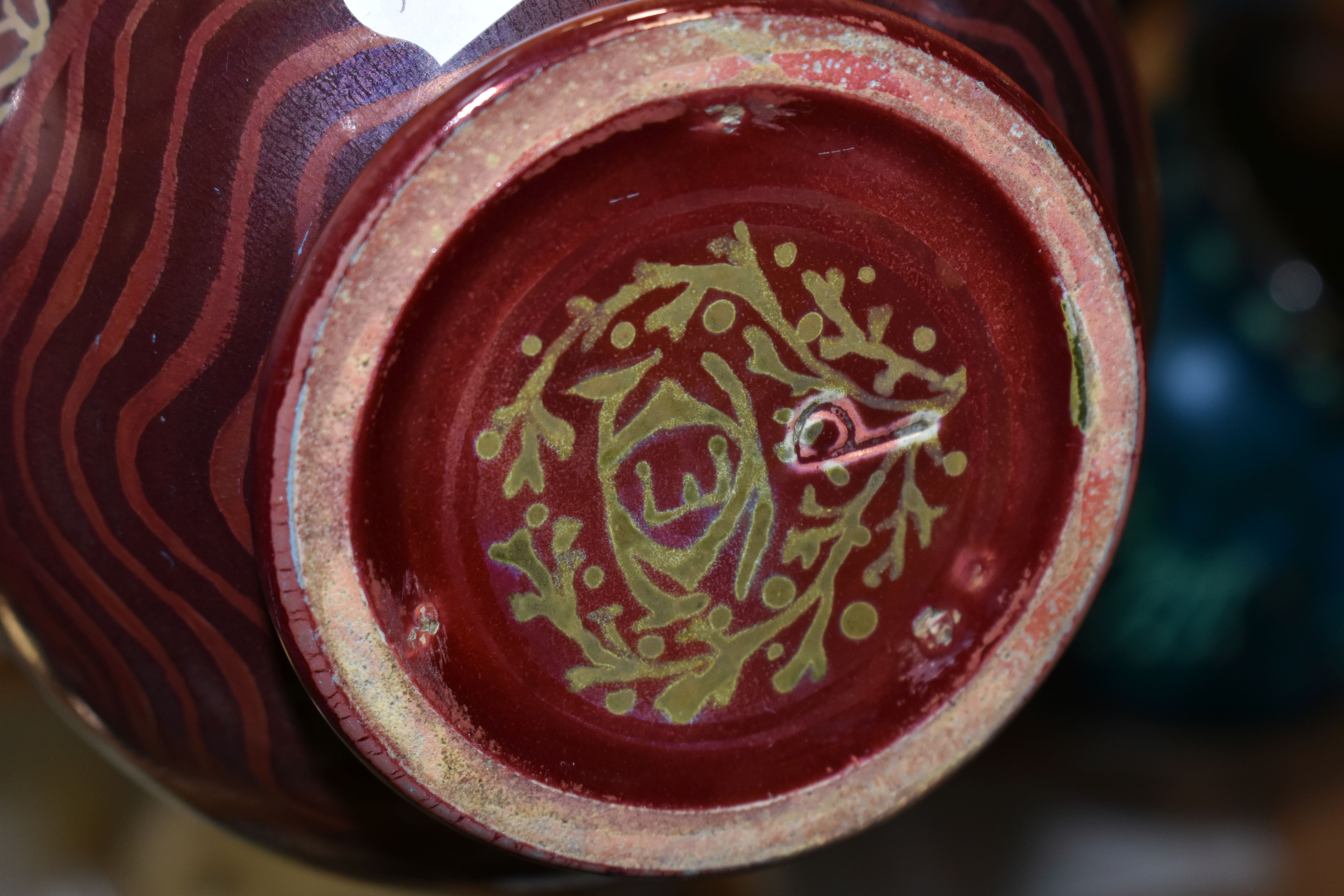 THREE PIECES OF ART POTTERY, comprising a Pilkington's vase decorated with fish on a red ground, - Image 6 of 11