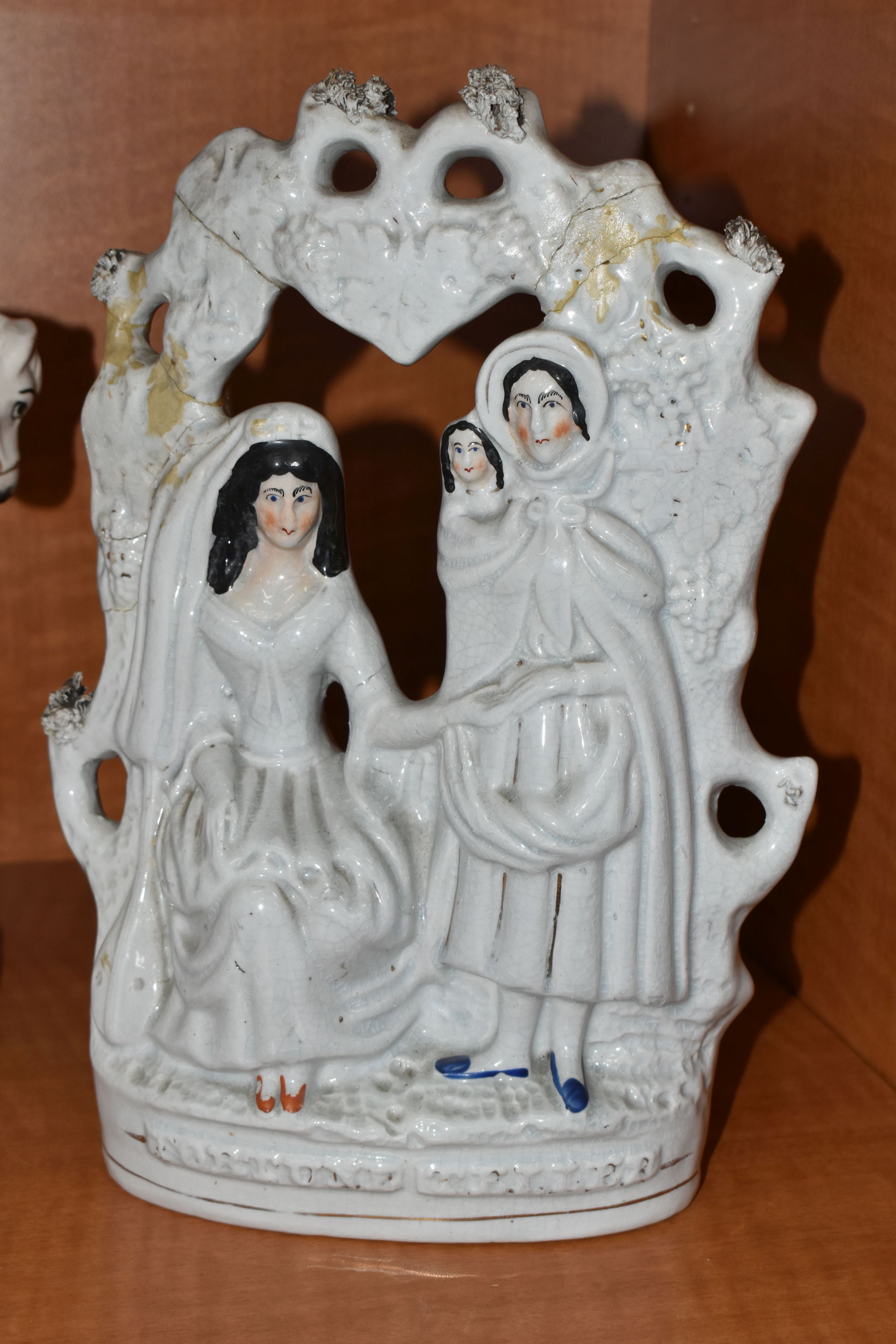 THREE VICTORIAN STAFFORDSHIRE FIGURES, comprising two identical 'Fortune Teller' figure groups, - Image 4 of 7